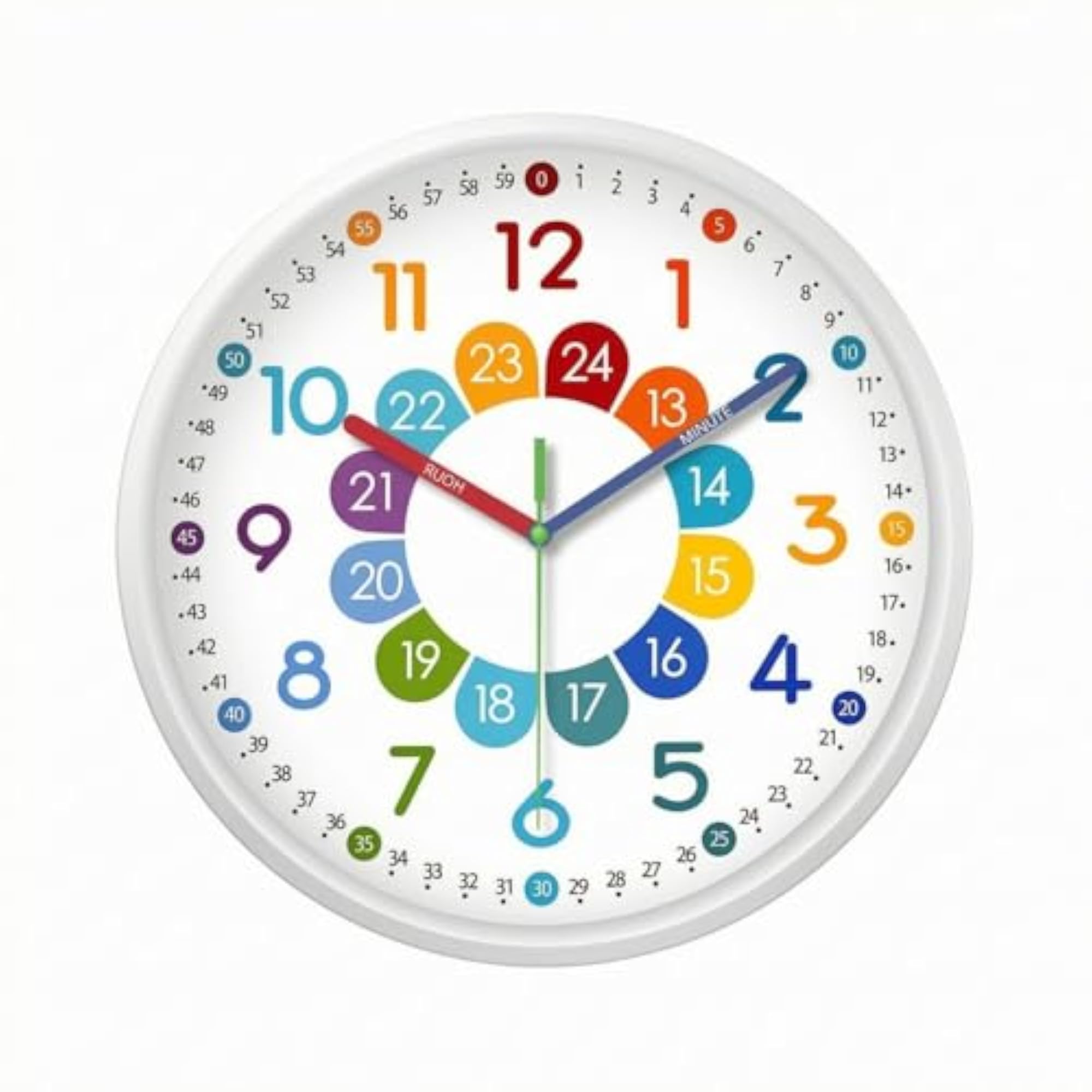 Large Numerals Kids Analog Teaching Timepiece, 10 Inch, Style 10