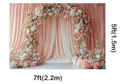 Fondo fotográfico Kate 7x5ft con flores rosas y blancas miniatura 2