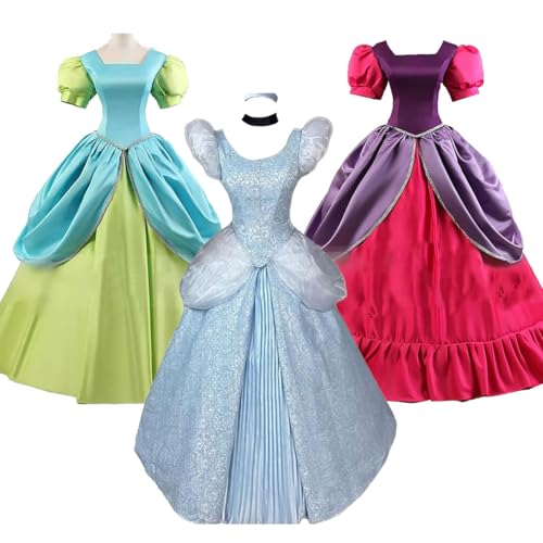 LUCKYCOS シンデレラコスプレ 衣装 大人用 プリンセス衣装 シンデレラ姫のお姉さんたち 仮装 スカートサポート別売り コスチューム 3種類 姉妹 コスプレ衣装 ドレス Dハロ イベント ハロウィン 遊園地 (緑ドレス, M)のサムネイル