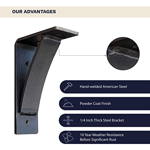 Rrd Steel Mantel Brackets Heavy Duty (2 Pack) - Fireplace Mantel Brackets - Countertop Support Bracket - Hand Welded Steel Brackets - Mantel Bracket Rustic Farmhouse Decor (7"X12" Natural Steel Color) #TOP4