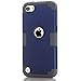 Case for iPod 7 6 5- CheerShare iPod Touch 5 6 7 Case, The Best Silicone Shockproof High Impact Layered Case + Protective Cover Case for iPod Touch 7th 6th 5th Generation(Dark Blue + Gray)