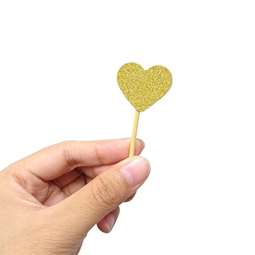 Honbay TOPPERS-HEART-40PCS Glitter Heart Cupcake Toppers Birthday Cake Decoration Food Picks Wedding Party Baby Shower Supplies thumb #4