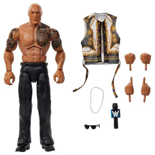 Mattel WWE Elite Action Figure & Accessories, Series #115 6-inch Collectible The Rock with 25 Articulation Points & Swappable Hands