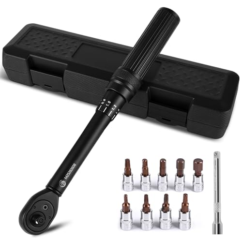 Weinsamkeit Clé Dynamométrique 1/4 (2–24 Nm) pour Vélo & Moto, Cle Dynamometrique Set 11 Pièces avec Rallonge 100 mm, 6 Embouts Hexa, 3 Torx, Précision ±3 %, Cliquet Réversible 72 Dents