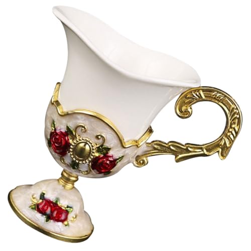 TOYANDONA Copa de Vino Mini de Cerámica Metal Dorado, Taza Vintage para Café y Té, Vaso Pequeño para Bebidas Calientes y Frías, Decoración Retro para Hogar y Bar, 1 Unidad