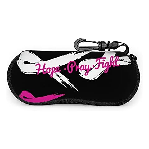 Doxie Dachshund Weiner Dog Glasses Case Ultra Lightzipper Portable Storage Box For Traving Reading Running Storing Sunglasses (Hope Pray Fight Breast Cancer Awareness) Cover