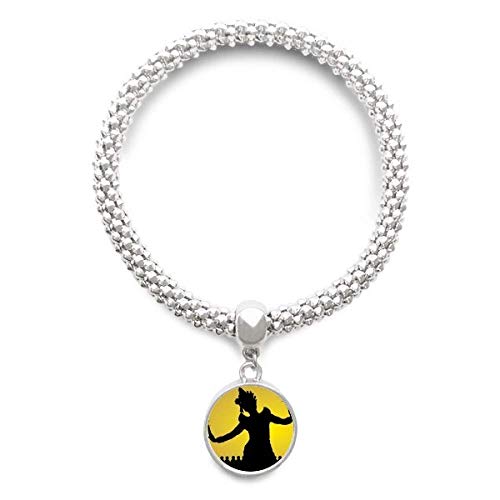 Bracelet Bouddhisme Thaïlande pendentif chaîne ronde bijoux femmes style ethnique argenté