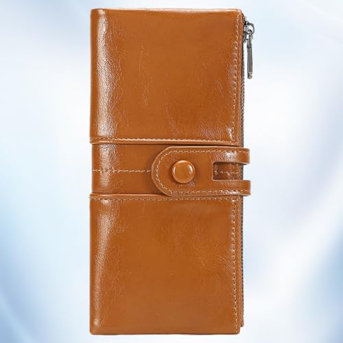 LIFKOME 1pc Vintage Magnetic Leatherette Wallet for Women Khaki Clutch Purse Smooth Zipper Closure and Retro Style Design for Everyday Use and Special Occasions4