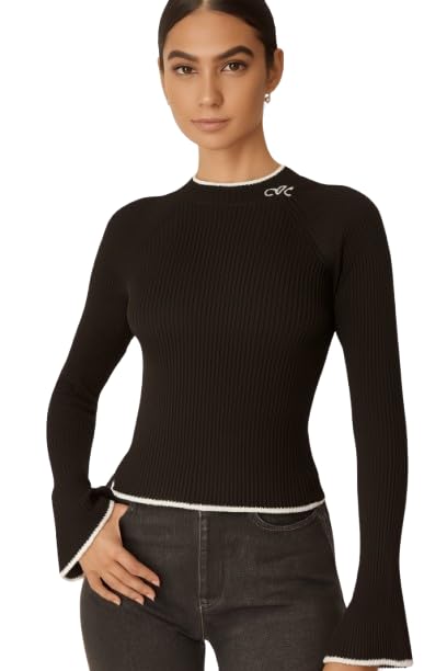 nobarr Women's Viscose Black Ribbed Stretchable Full Sleeve Sweater-picture-18