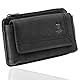 MATADOR 2in1 Echtleder Handy Gürteltasche mit Reißverschlussfach #Brisbane, mit edler Geschenkbox und RFID Schutz, Elegante Handytasche Leder für Smartphone bis 6,9 Zoll in Schwarz Matt