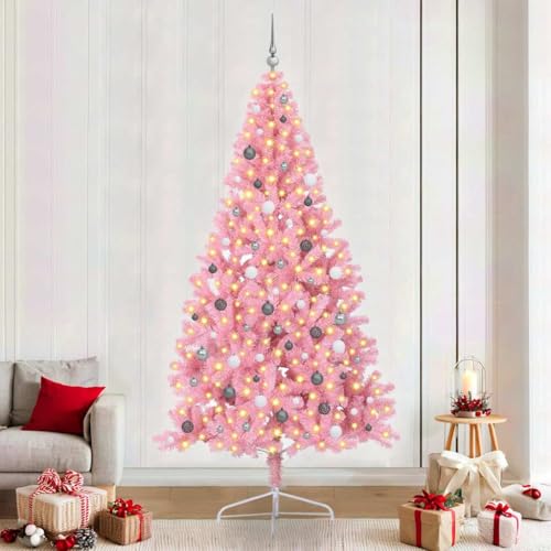 Árbol de Navidad rosa de 240 cm preiluminado en PVC de alta densidad 2