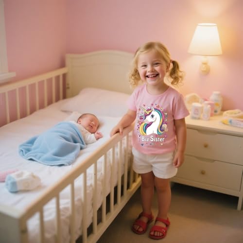 Image of Big Sister Shirt Toddler Shirts Promoted to Big Sister Announcement Big Sis Tees Little Kids Top 2-7T