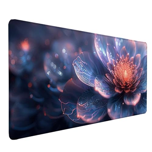 Tapis de souris antidérapant Lotus XXL 80x30cm bleu pour éviter les glissements de bureau