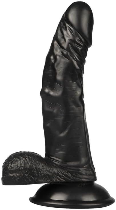 Varita clásica realista de silicona negra de 8 pulgadas con potente ventosa para usar con tu pareja