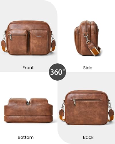 Image of Bluome Crossbody Purse for Women Multi Pocket Crossbody Bag with 3 Front Pockets Leather Shoulder Bag Everyday Travel Bag