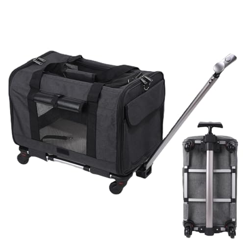 Transportín para gatos grande | Transportín para perros y gatos pequeños con ruedas, bolsa de viaje para perros pequeños, transportador para gatos con ruedas suaves para gatos de interior, aprobado po