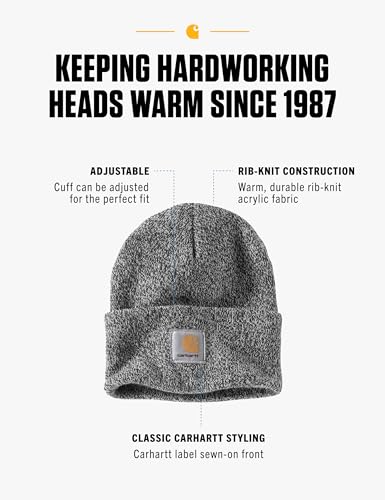Carhartt Men's Knit Cuffed Beanie, Black/White, One Size image 2
