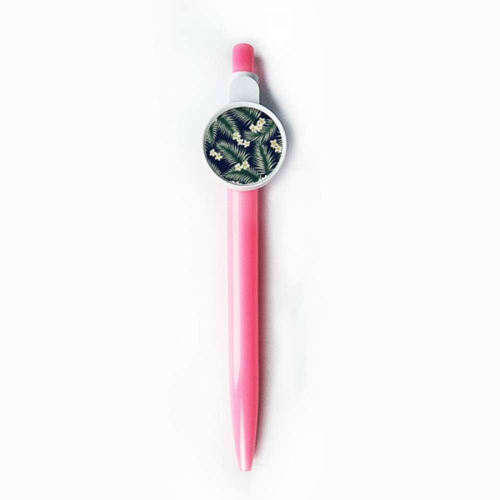 Stylo à bille rétractable écriture fluide motif plante tropicale blanche de bureau