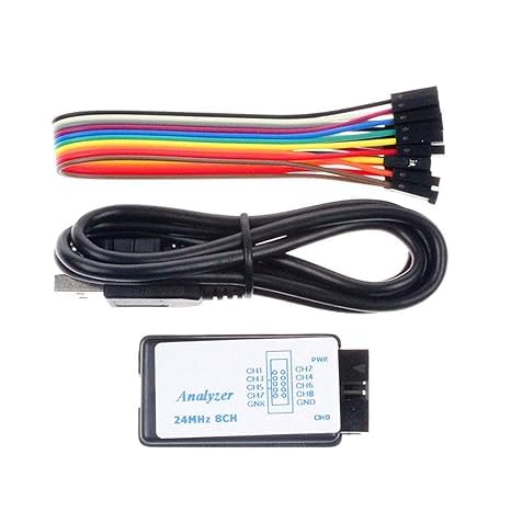 Image of TAYAL 24MHz 8-Channel USB Logic Analyzer, Professional Digital Debug Tool with UART IIC SPI Support, EMI Ferrite Ring Cable, Gray