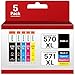 Produktbild NewLift PGI-570 CLI-571 XL Kompatibel Druckerpatronen für Canon PGI 570XL CLI 571XL Multipack für Canon Pixma TS5050 TS5055 MG5750 MG5753 MG6852 TS6050 TS5053 (PGBK Schwarz Cyan Gelb Magenta5er-Pack)