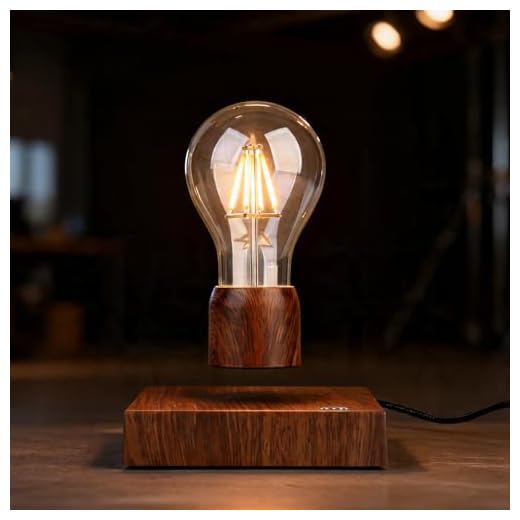 VGAzer schwebende LED-Tischleuchte mit Touch-Taste magnetische in edler Holz-Optik drahtlose LED-Glühbirne Dekoleuchte mit Magnettechnologie Geschenkideen Nachtlicht für Raumdekoration Heimdekoration