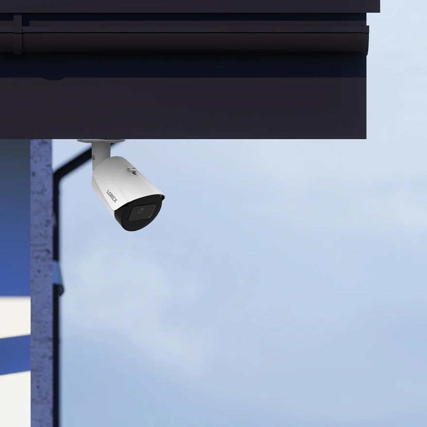 Lorex E842CA camera mounted under an overhang