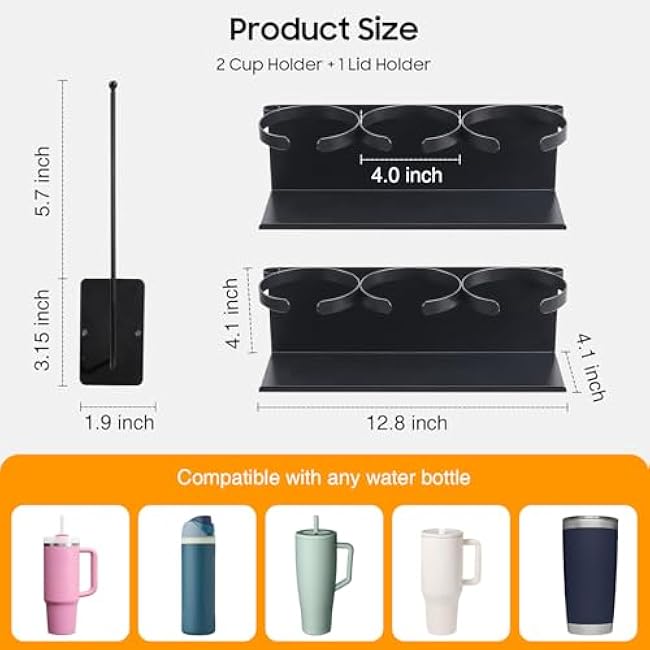 Magnetic Stanley Cup Holder for Fridge, Water Bottle Organizer Compatible with Stanley Cup/Owala/Hydrojug/Brumate/Simple Modern, Tumbler Organizer with Cup Lid Holder