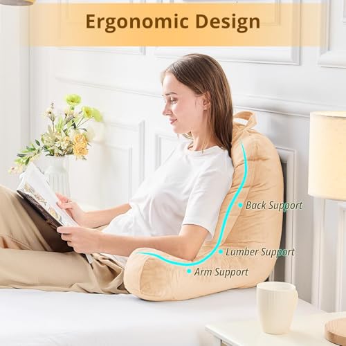 Image of Sasttie Reading Pillow for Bed, Back Pillow for Sitting Up, Camel