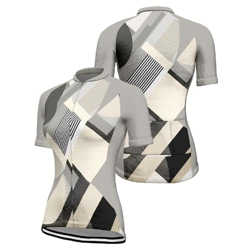 Hixingo 3D Maillot de Ciclismo para Mujer, Mujeres Ciclismo Jersey Manga, Corta Bicicletas Ropa Mountain Bike, Ourdoor Secado Rápido Transpirable MTB Camisa (Geometría 3,3XL)