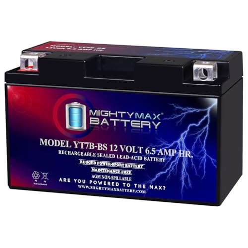 Mighty Max Battery YT7B-BS -12 Volt 6.5 AH, 110 CCA, Rechargeable Maintenance Free SLA AGM Motorcycle Battery (1 Pack)
