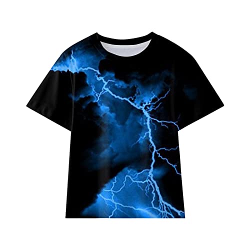 Boys Girls Summer Graphic T-Shirt Toddler Kids Short Sleeve Lightning Print Tee Tops Casual Loose Fit Comfort Clothes