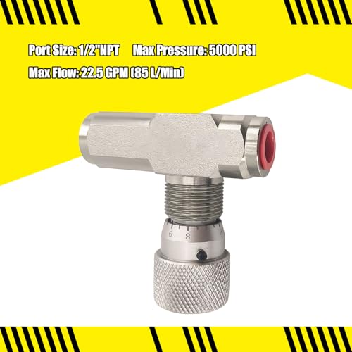 Image of 1 /2 inch NPT Straight Flow Control Needle Valve for Hydraulic System, Heavy-Duty Carbon Steel Pressure Connection Fittings with Adjustable Variable Knob