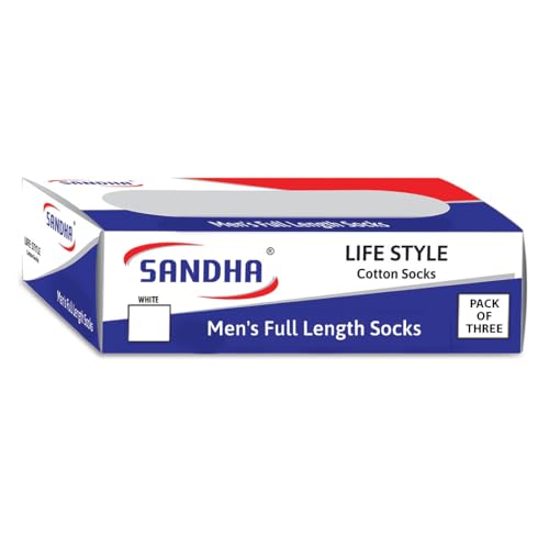 Image of SANDHA socks for men full length Men's Cotton Heel & Toe for Durability. Ideal for Regular, Business & Office Use - Pack of 3, Free Size