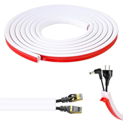 3M Kabelkanal Selbstklebend, Halbrunde Kabelabdeckung Kabelschacht Flexibel, Weiß Selbstklebeband Kabelkanal weiß Selbstklebend Minikabelkanäle für Haus Büro Lager