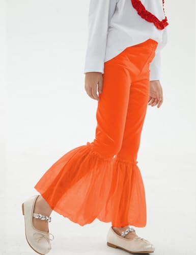 Noomelfish Girls Ruffle Leggings Tulle Bell Bottoms Flare Pants Trousers (3-10 Years)2