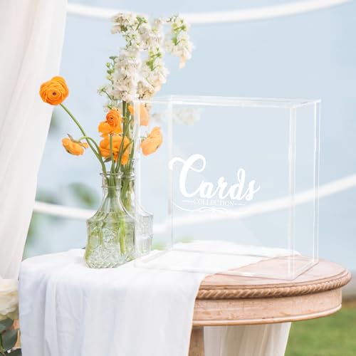 Caja de tarjetas de boda de acrílico transparente grande para recepción 3