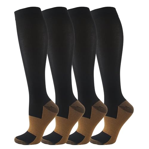 Image of Compression Smart-Support Redefined 4 Pack Copper Socks - Graduated Medical Compression Socks for Women & Men Circulation, Best Support for Medical & Athletic