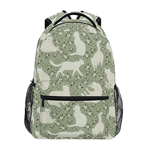 Mochila escolar para niños, elegante, color blanco y flores, ligera, para niños, Colorido, Small