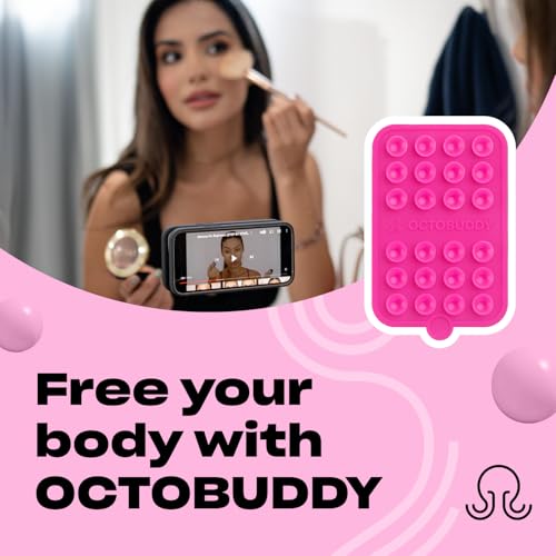 Image of OCTOBUDDY - Silicone Case Double-Sided Suction Phone Case Detachable Mount - Hands-Free, Strong Grip Holder For Selfies & Videos - iPhone & Android Compatible - 2.5? X 3.75?, Hot Pink