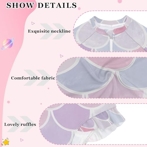 Pink Mermaid Scales Girls Long Sleeve Rashguard Swimsuit UV Protection One-Piece Swimwear Bathing Suit B04051204