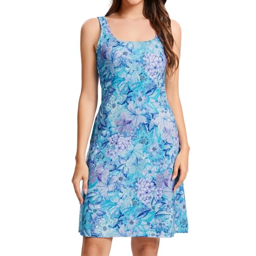 Image of Women's UPF 50+ Tank Dress A-Line with Pockets Breathable Quick Dry Sun Protection for Hiking Camping Beach Outdoor