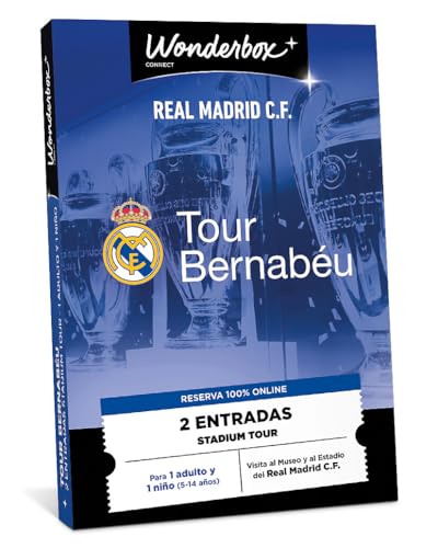 WONDERBOX Connect - Caja Regalo - Real Madrid Tour Bernabéu Família - 2 entradas para el Stadium Tour + 1 Visita al Museo - 1 Adulto y 1 niño - Válido Durante 27 Meses