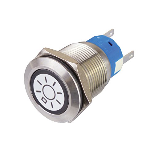 Blanko 207360 - Pulsante In Metallo Con Simbolo Di Luce E Illuminazione Ad Anello, Apriporta, 19 Mm, Colore: Bianco