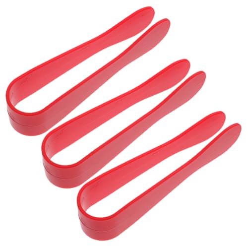SHINEOFI 3pcs BBQ Grill Tongs Realistic Plastic Tweezers for Cooking Baking Crafting Safe Tools Red for Family Fun Parent Interaction