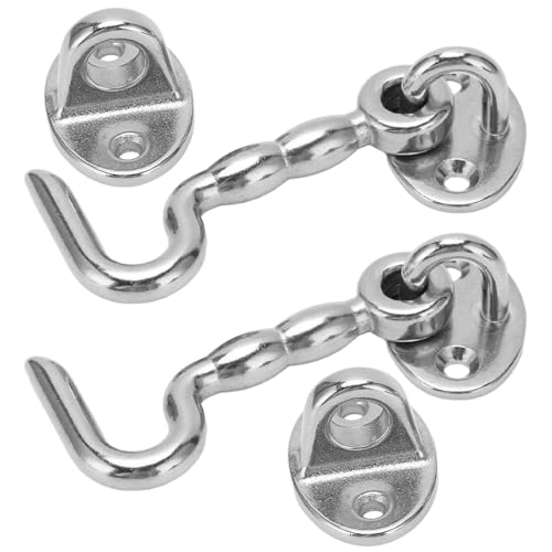 MeitrciL Boat Door Latch Hook, 77.5mm/3.05in Stainless Steel Cabin Door Hook Marine Door Lock Hardware Accessories with Eye Latch for Boat Ship Yacht Door Window Cabinet (2)
