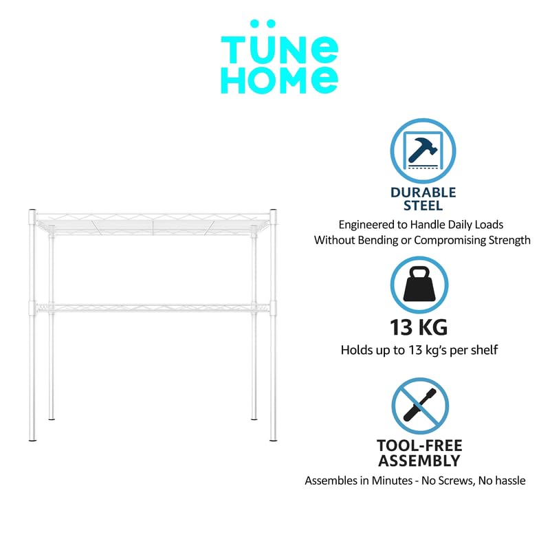 Image of 2-Shelves Microwave Compact Heavy Duty Steel Storage Rack | Multipurpose Shelving Unit for Kitchen, Home & Utility