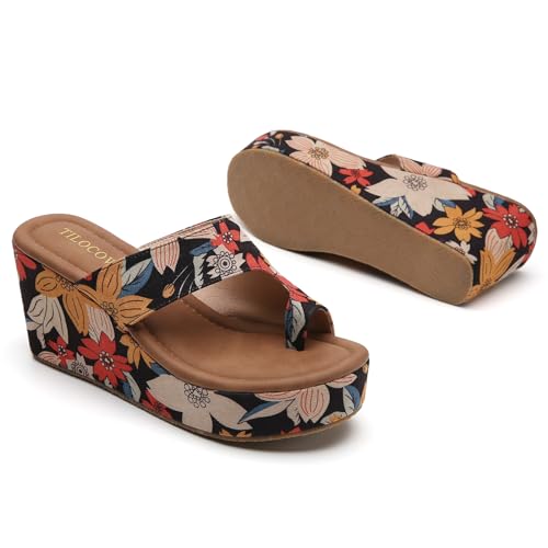 Image of Tilocow Wedge Bunion Sandals for Women Platform Slipper High Heel Wedge Flip-Flop Light Weight Ladies Shoes