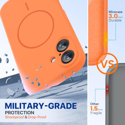 Image of Miracase Compatible with iPhone 16 Case, [Soft Anti-Scratch Microfiber Lining], Compatible with MagSafe, Liquid Silicone Case Shockproof Drop Protection Phone Case for 16,Sunset Orange