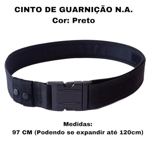 Cinto Tático de Guarnição N.A Reforçado Fivela Engate Tic Tac Esporte Preto Cordilheira Sport