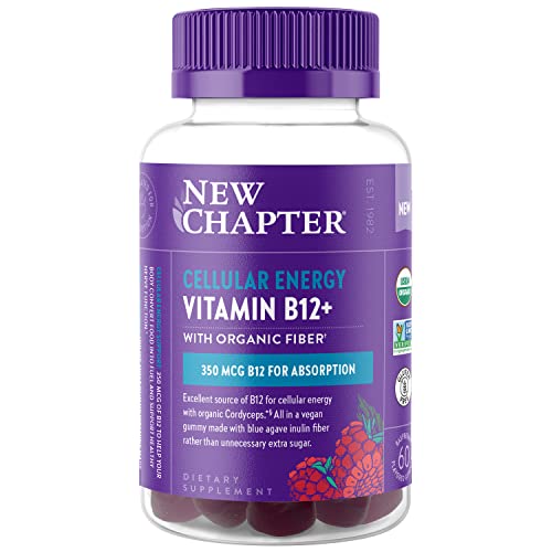 New Chapter® Organic Vitamin B12+ Gummies – 44% Less Sugar§, Usda Organic Vegan B12, Two Daily Gummies For Cellular Energy Support With Cordyceps, Non-Gmo, Gluten Free, Raspberry Flavored, 60Ct #TOP22